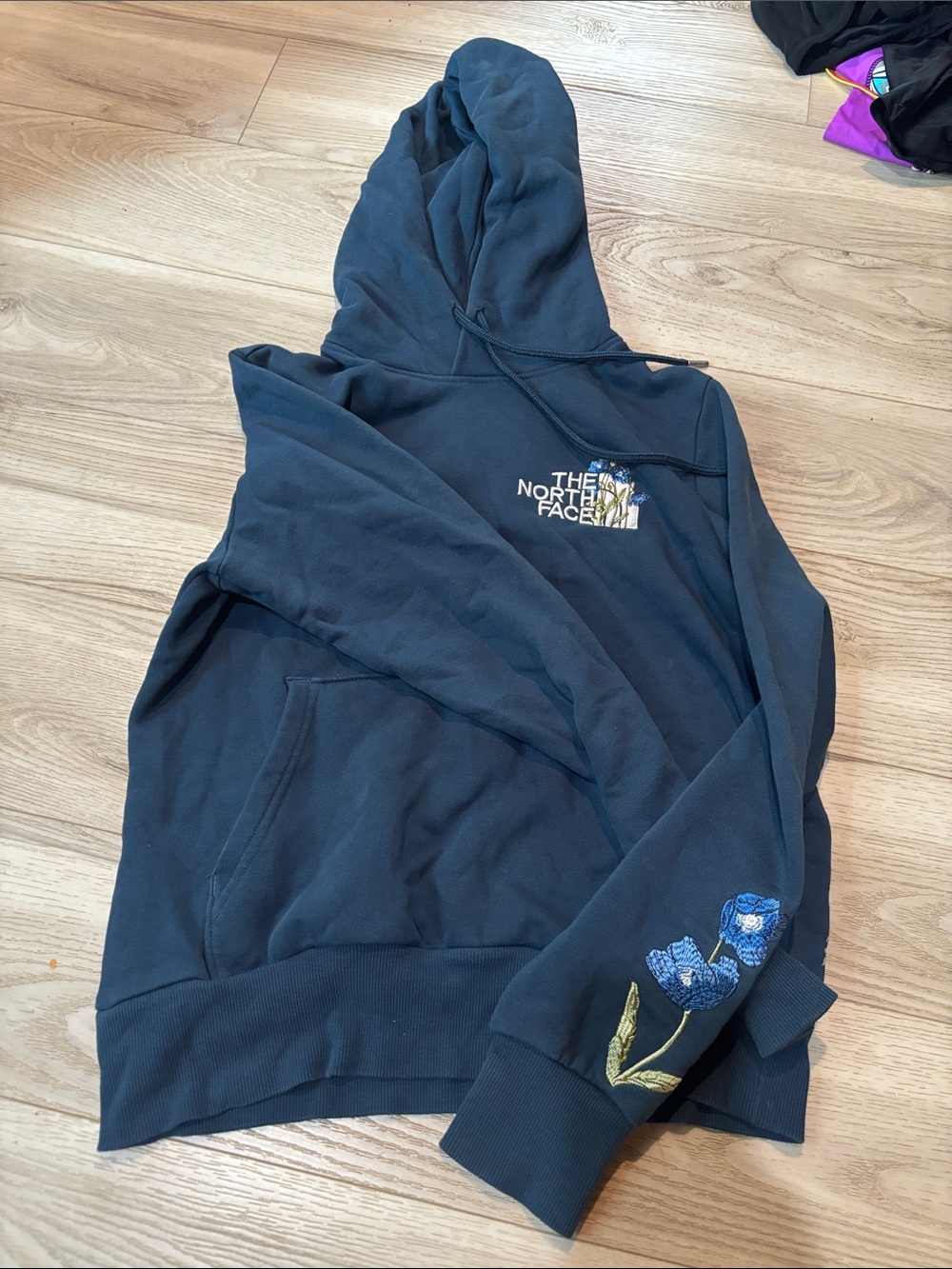 The North Face Navy Blue Floral Logo Hoodie